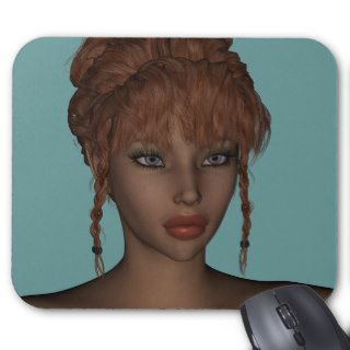 Beautiful Hot 3D Redhead Woman Model Digital Art Mousepad