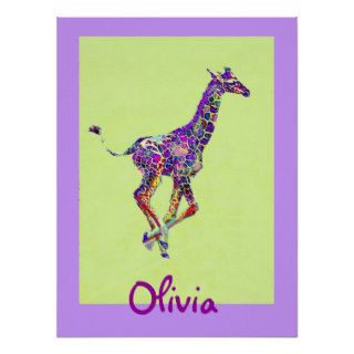 colorful baby giraffe  personalizable print
