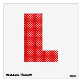 Red and White Small Polka Dots Letter L Wall Skin