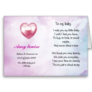 Remembrance card for baby or child