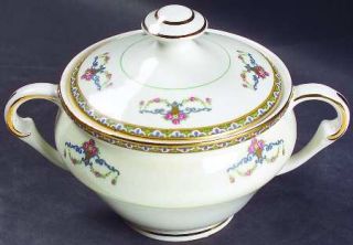 Pope Gosser Melrose Sugar Bowl & Lid, Fine China Dinnerware   Flower Baskets,Scr