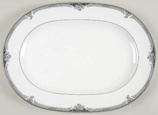 Noritake Squirewood 16 Oval Serving Platter, Fine China Dinnerware   Gray/Black