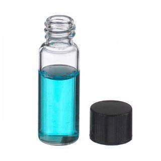 Wheaton 224741 Borosilicate Glass 2mL E C Sample Vial, with 8 425 Solid Black Phenolic PTFE Faced 14B Rubber Lined Cap Packaged Separately, Clear (Case of 200 Vials and Caps) Science Lab Sample Vials