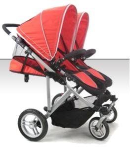 Stroll Air DUO 4 Wheel Double Twin Baby Stroller Red  Baby