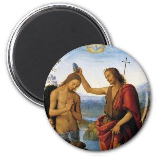 Baptism of Christ by Pietro Perugino Fridge Magnets