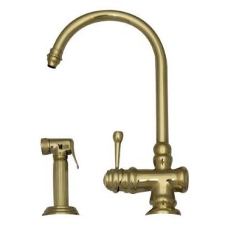 Whitehaus Single Handle Side Sprayer Kitchen Faucet in Polished Brass WH17666 PBRAS