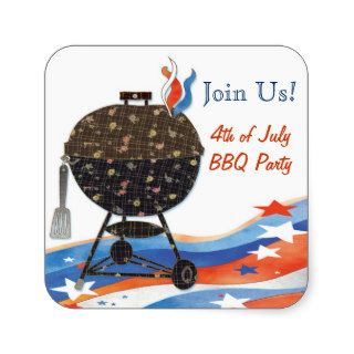 4th of July Backyard BBQ Party Invitation Stickers