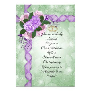 Wedding invitation elegant lavender roses