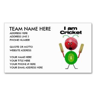 I am Cricket Cartoon, TEAM NAME HERE, ADDRESS HBusiness Card Template