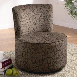 Fun Swirly Accent Round Swivel Chair in Medium Brown by Coaster   Armchairs