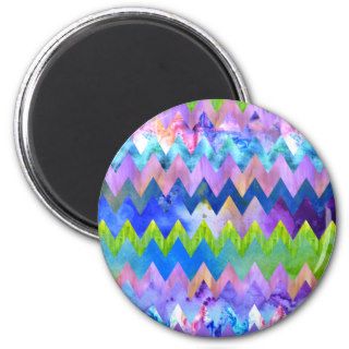 Trendy Artsy Watercolor Painting Chevron Pattern Magnets