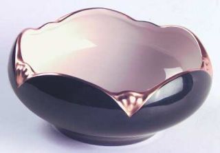 Pickard Ensemble Black Tulip Bowl, Fine China Dinnerware   Black Rim,Fan Design