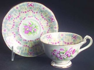 Queen Anne (England) Royal Bridal Gown Footed Cup & Saucer Set, Fine China Dinne
