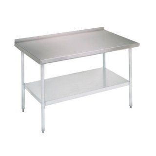 John Boos E Series Stainless Steel 430 Budget Work Table, Adjustable Undershelf, 1.5" Turn Up Rear Riser Top, Galvanized Legs, 60" Length x 30" Width