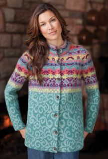 Jacquard pattern Long Sweater Coat