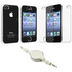 Clear Case Cover/ Screen Protector/ Audio Cable for Apple iPhone 4 Eforcity Cases & Holders