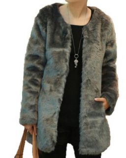 Fengbay Women's Faux Fur Plush Long Sleeve Coat
