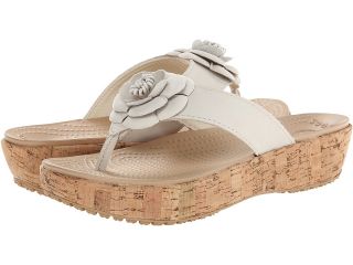 Crocs A Leigh Flip Flop Flower Womens Shoes (White)