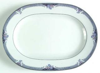 Noritake Squirewood 12 Oval Serving Platter, Fine China Dinnerware   Gray/Black