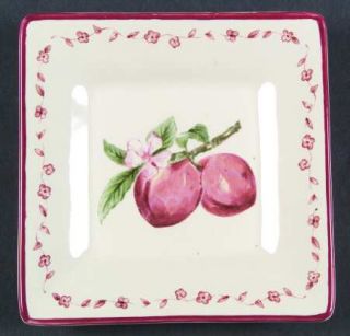 Pfaltzgraff Delicious  Finger Food Plate, Fine China Dinnerware   Red Apples/Flo