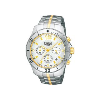Pulsar Mens Two Tone Stainless Steel Chronograph Watch