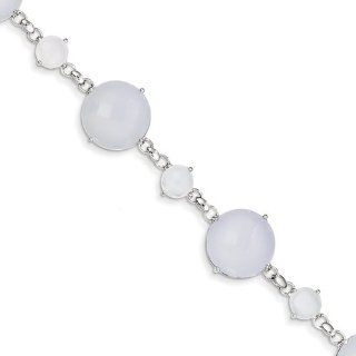 Sterling Silver Blue Chalcedony Circle Bracelet Jewelry