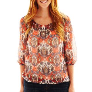 LIZ CLAIBORNE 3/4 Sleeve Peasant Top with Cami, Womens