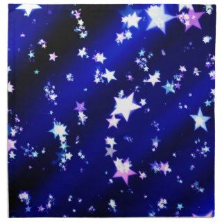 White Stars on Blue Patterned Background Cloth Napkin