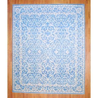 Afghan Hand knotted Vegetable Dye Light Blue/ Beige Wool Rug (11'1 x 14'5) Oversized Rugs