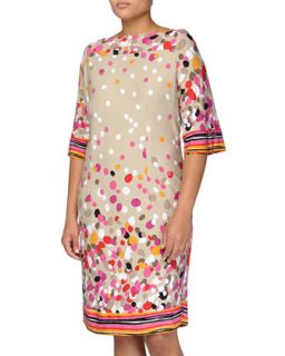 Dot Print Jersey Dress, Papaya/Sand, Womens