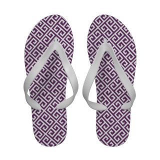 Purple & White Greek Key Pattern Flip Flops