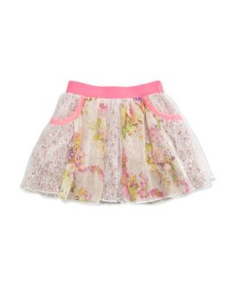 Lace/Floral Print Swing Skirt, 12 24 Months