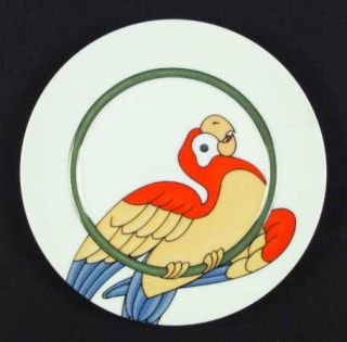 Fitz & Floyd Parrot In Ring Salad Plate, Fine China Dinnerware   Parrot In Green