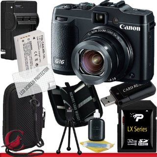 Canon PowerShot G16 Digital Camera 32GB Package 6  Point Shoot Digital Camera Bundles  Camera & Photo