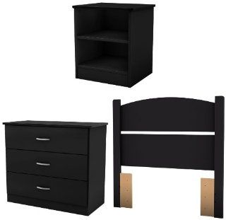 South Shore Libra Bedroom Set in a Box, Twin, Pure Black   Bedroom Furniture Sets