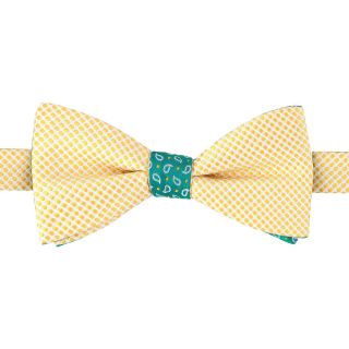 Stafford Dot Contrast Pre Tied Bow Tie, Yellow, Mens