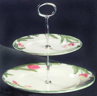 Franciscan Tulip 2 Tiered Serving Tray (Dp, Sp), Fine China Dinnerware   Red & Y