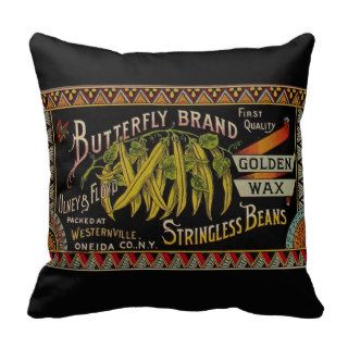Vintage String Beans Label Pillow