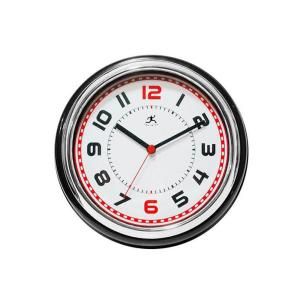 Home Decorators Collection 11.75 in. W Boss Black Chrome And White Clock 0815700250