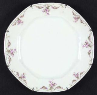 Habsburg Juliette Dinner Plate, Fine China Dinnerware   Pink&Purple Flowers,Gree