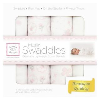 SwaddleDesigns 4pk Muslin Swaddle Blankets   Butterflies and Posies   Pastel