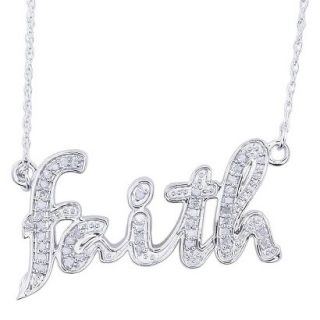 0.12 CT.T.W. Diamond Faith Script Necklace in Sterling Silver