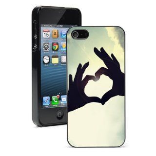 Apple iPhone 4 4S 4G Black 4B437 Hard Back Case Cover Color Heart Love Shape with Hands in Sky Cell Phones & Accessories
