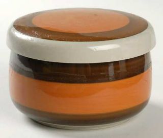 Rorstrand Annika Sugar Bowl & Lid, Fine China Dinnerware   Brown & Orange Trim