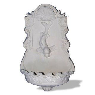 Amedeo Design ResinStone 1001 6L Dolphin Wall Fountain, 17 by 11 by 37 Inch, Limestone  Wall Mounted Garden Fountains  Patio, Lawn & Garden