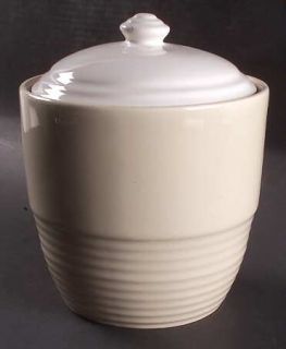 Pfaltzgraff Cappuccino Large Canister, Fine China Dinnerware   Tan Rings,Off Whi