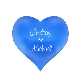 Blue Heart Personalized Wedding Sticker