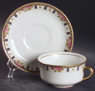 Cleveland (USA) Bridal Flat Cup & Saucer Set, Fine China Dinnerware   Pink Roses