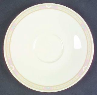 Royal Doulton Cassandra Saucer, Fine China Dinnerware   Blue Diamond/Pink Rectan
