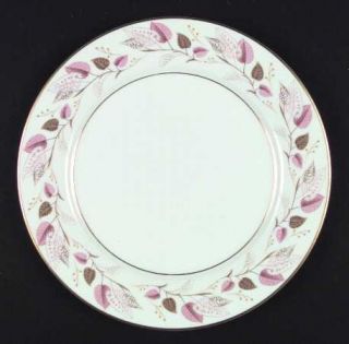 Noritake Rosanne Dinner Plate, Fine China Dinnerware   Pink & Brown Leaves On Ri